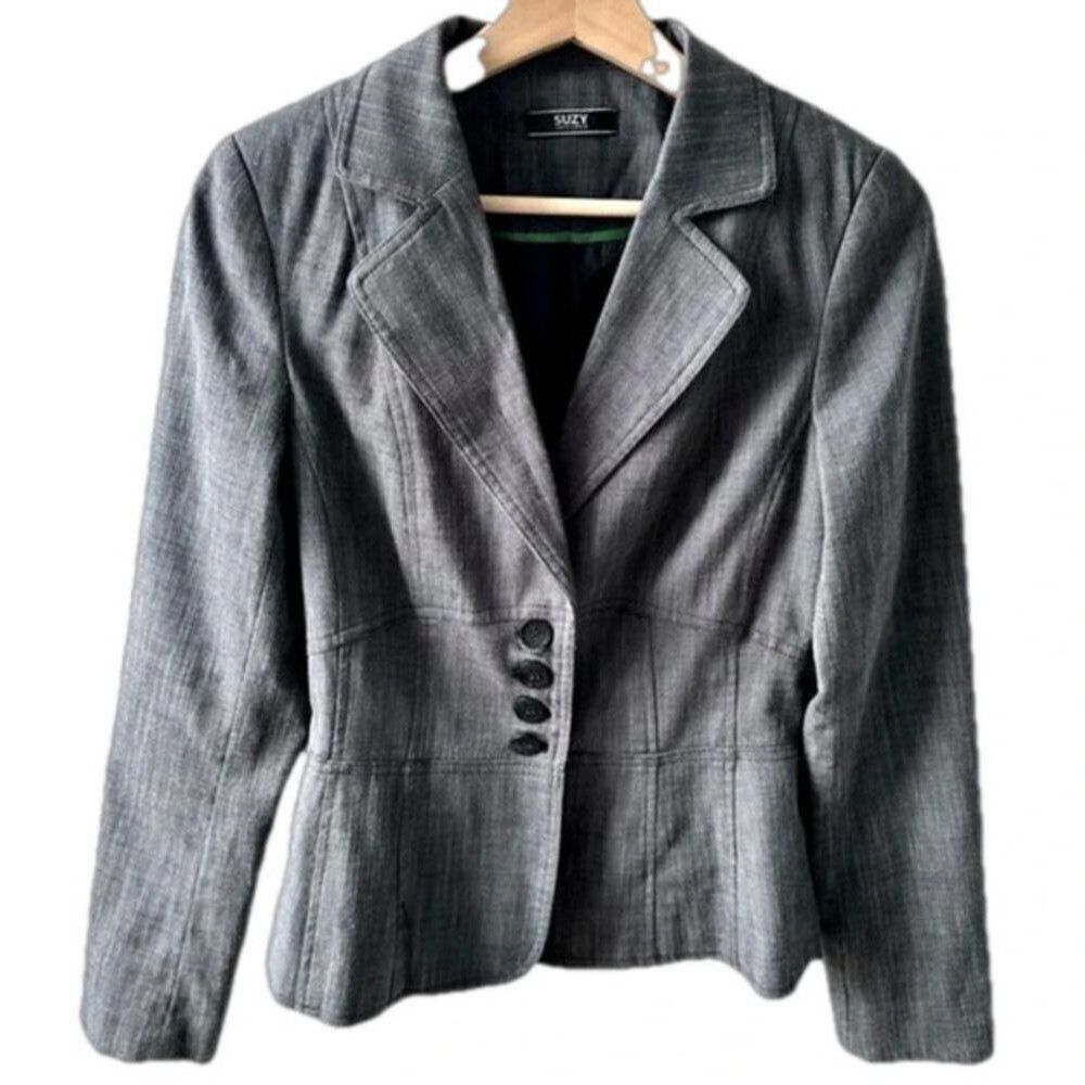 Suzy Shier Charcoal Gray Blazer XS/Small Classic Office Layer Neutral Workwear